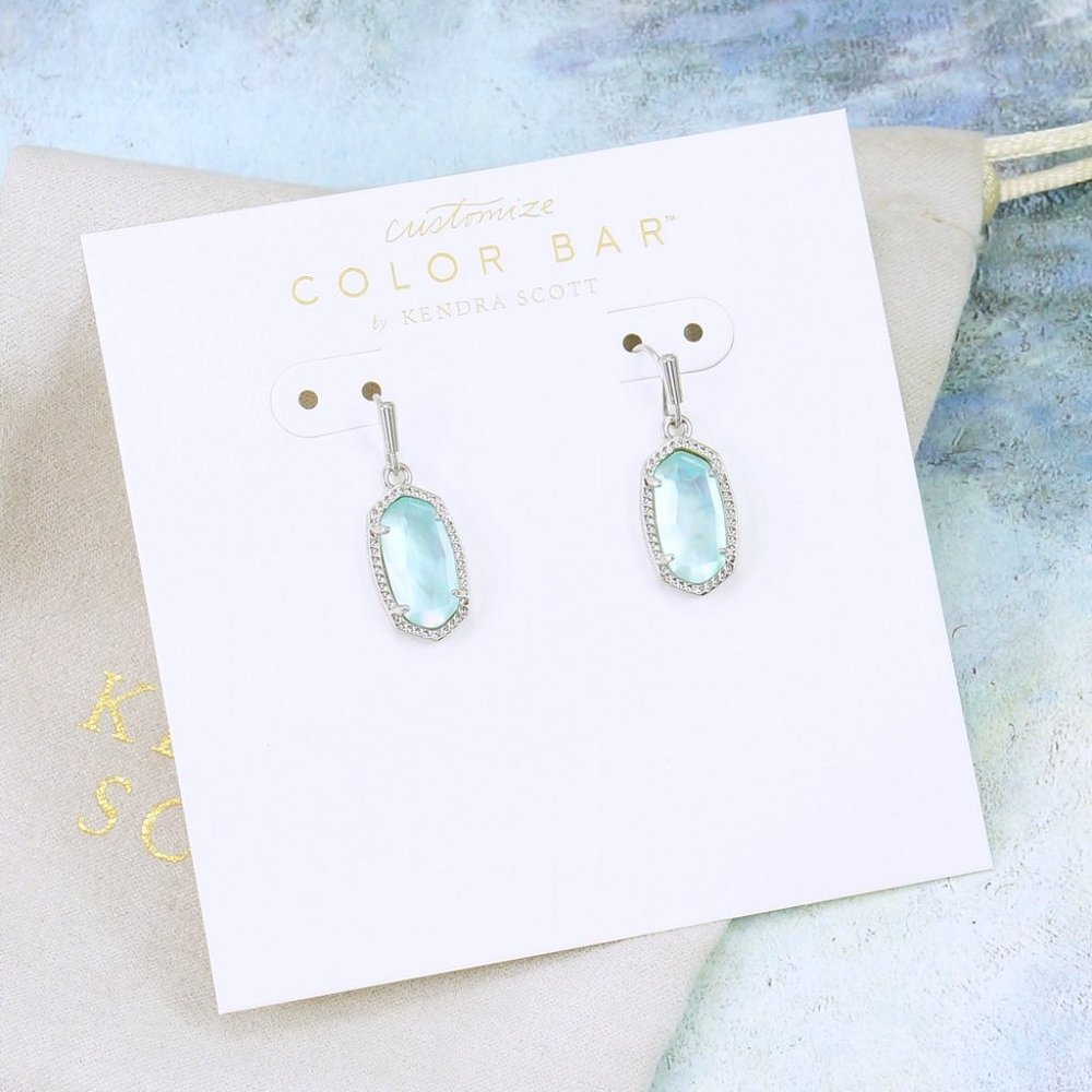 Kendra Scott Lee Earrings Light Blue Illusion Silver Tone March
